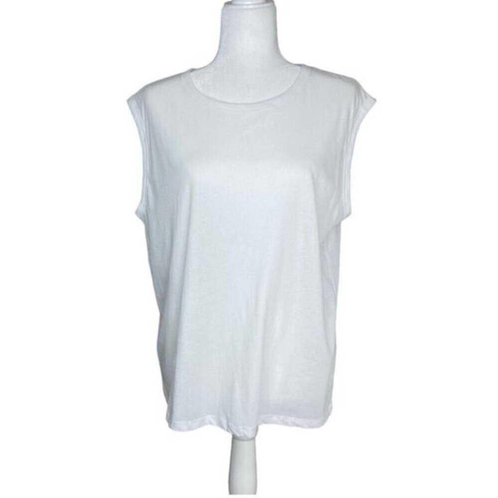 Everlane The Air Muscle Tank White Sleeveless Cotton‎ Crew Neck Top Large NEW